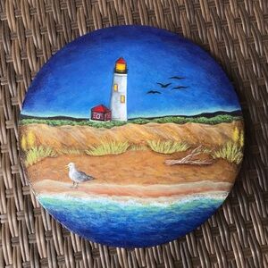 Coastal Lighthouse Round Canvas Wall Art
